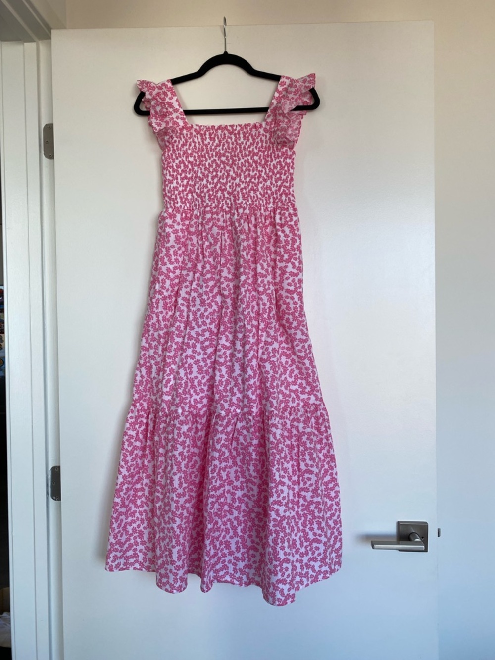 Pink Floral Smocked Maxi Sundress